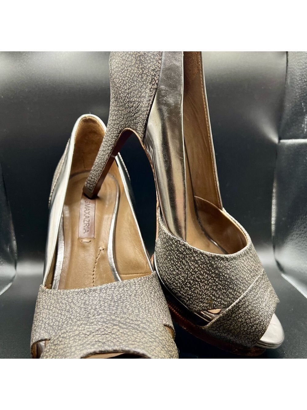 BCBGMaxAzria Silver Metallic Stiletto Platform Heels Size 7.5
